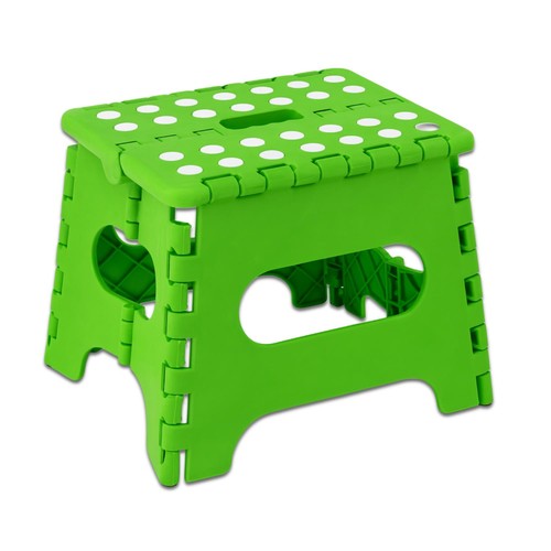 Green folding step stool - folding,