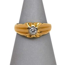 Pre-Owned 18ct Gold & Diamond Mens Gypsy Ring Size X