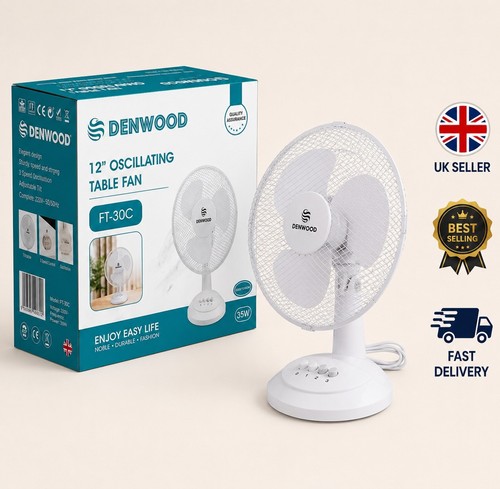 Desk fan white - 12",