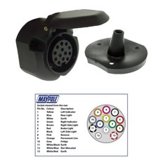 Maypole 13 Pin Socket Caravan Trailer Plastic c/w Rear Gasket