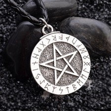 Men's Pentagram Amulet Slavic Star Rune Silver Pendant Norse Viking Necklace