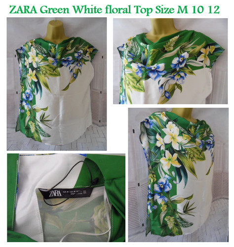 Zara white green floral top - zara,