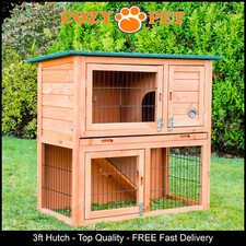 Rabbit Hutch 3ft by Cozy Pet Natural Guinea Pig Hutches Run Ferret Runs RH03N