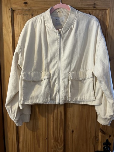 Cream cotton oversized bomber - cream,