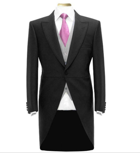 Black tailcoat suit wedding - black,