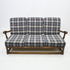 Ercol Furniture 3str Sofa Golden Dawn Tartan Upholstery  VG Web FREE UK Delivery