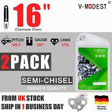 2 16" Chainsaw Chain Fits QUALCAST CS340 GCS400 PC40 PCS46Z-S 3/8"LP .050" 57DL