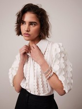 Mint Velvet Puff Sleeve Applique Shirt UK Size 14! NWT RRP £99