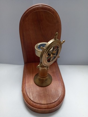 Vintage brass ship wheel desk - vintage,