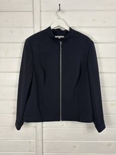 CHESCA Jacket Womens Size UK 20 Navy Blue Full Zip Smart Classic Minimal Neutral
