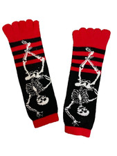 Vintage y2k skeleton graphics red and black stripe gloves| One size| SKU 846