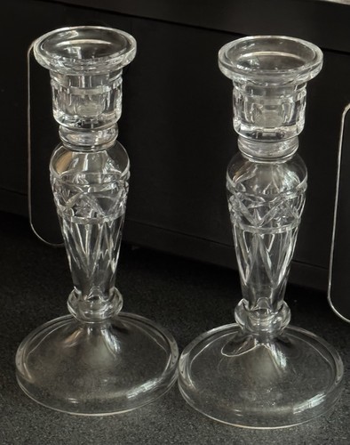 Vintage cut glass candlesticks - vintage,