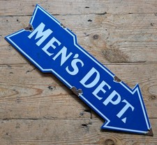 Enamel Metal Arrow Sign - Men's Dept - Vintage Retro Style - Cool Plaque Shop