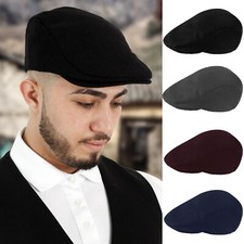 WOOL BLEND FLAT CAP MENS FULLY LINED NEWSBOY CABBIE GATSBY BAKER BOY HAT