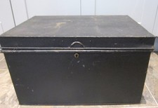 EXTRA LARGE VINTAGE METAL DEED BOX  WITH 2 HANDLES