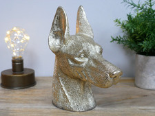 Silver Gold Doberman Dog Head Ornament – Resin Decorative Sculpture Home Decor