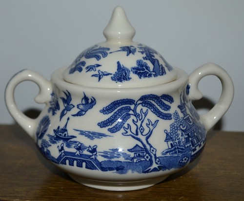 Old willow sugar bowl - sugar,