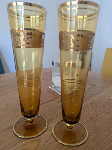 Set vintage amber glass - of,