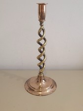 Vintage Solid Brass Barley Twist Candlestick Candleholder 12”
