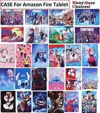 kids Case for Amazon Fire HD 10 8 7 2021 /22 Leather Flip Stand Book Smart Cover