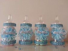 12 Blue Fillable Bottles | Baby Shower Decoration | Favors Prizes or Games Boy 