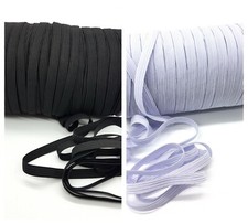 Flat Elastic Cord Sewing Black White 6mm 12mm