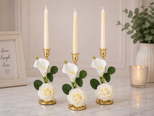Set gold floral candle - of, 3