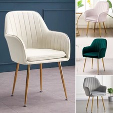 2X Dining Chairs Velvet Padded Seat Metal Legs Kitchen Chair Home Office Set