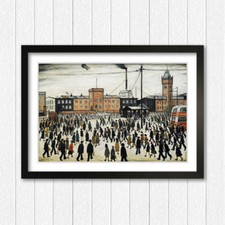 Going to Work People FRAMED WALL ART PRINT ARTWORK PAINTING LS Lowry Style