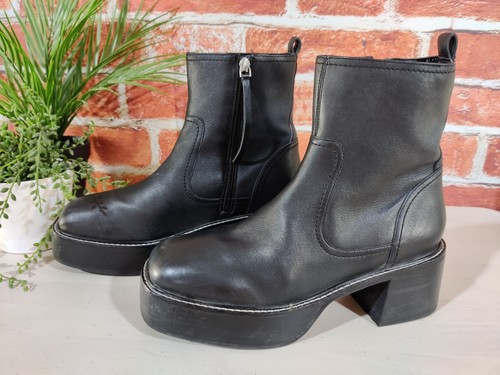 Topshop black platform boots - black,