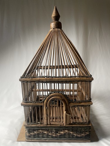 Vintage bamboo birdcage - vintage,