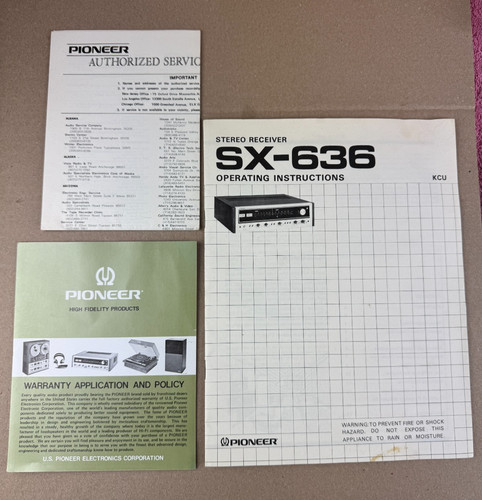 Pioneer 636 stereo receiver - pioneer, sx-636