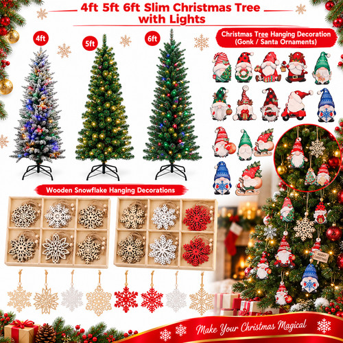 Slim christmas tree 6ft - tree, 4/5/6ft