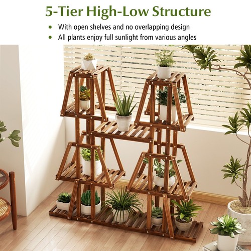 Wood plant stand tier 10 - wood, 5-tier