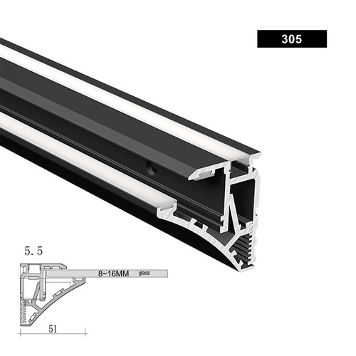 Black aluminium led profile - black,