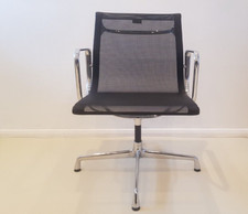 Vitra EA108 Black Net Weave Mesh Swivel Chair Charles & Ray Eames Modern Chrome