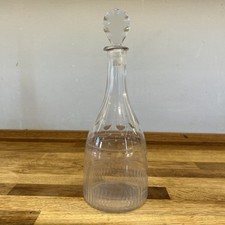 Antique Georgian Taper Decanter star Engraving c1780 scalloped disc stopper 11” 