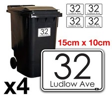 x4 WHEELIE BIN NUMBERS CUSTOM HOUSE AND ROAD STREET NAME STICKERS A6 - BN-27B