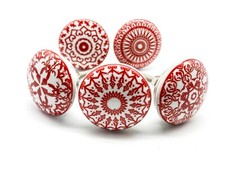 RED MOSAIC KNOBS Vintage