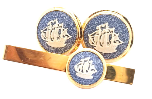 Wedgwood cufflinks tie clip - +,