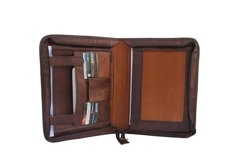 Dark leather portfolio - leather,