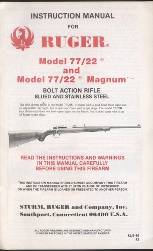 Instruction manual for ruger - instruction,
