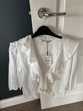 Zara White Cotton Frill Blouse