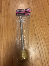 10" Plastic Rock Star Costume Gold Glitter Microphone Silver Handle