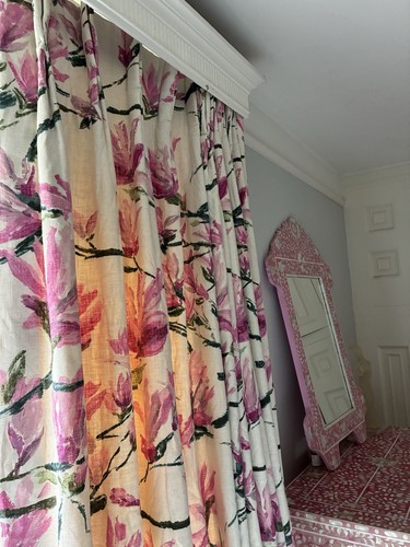 Luxury linen pink curtains - pink,