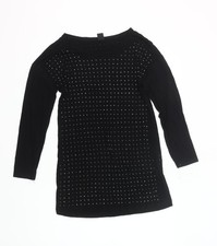 Vila Womens Black Studded Tunic Blouse Size M Long Sleeve Party Top