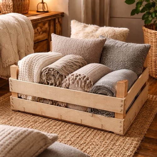 Rustic wooden storage crate - rustic,