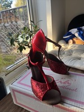 Tried On Once. In Box red Glitter Tango Shoes. Size 3.5