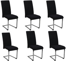 6 x Black Velvet Dining Chairs