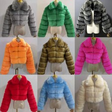 Womens Winter Faux Fox Fur Coat Jacket Cardigan Thick Warm  Lapel Outwear S-4XL